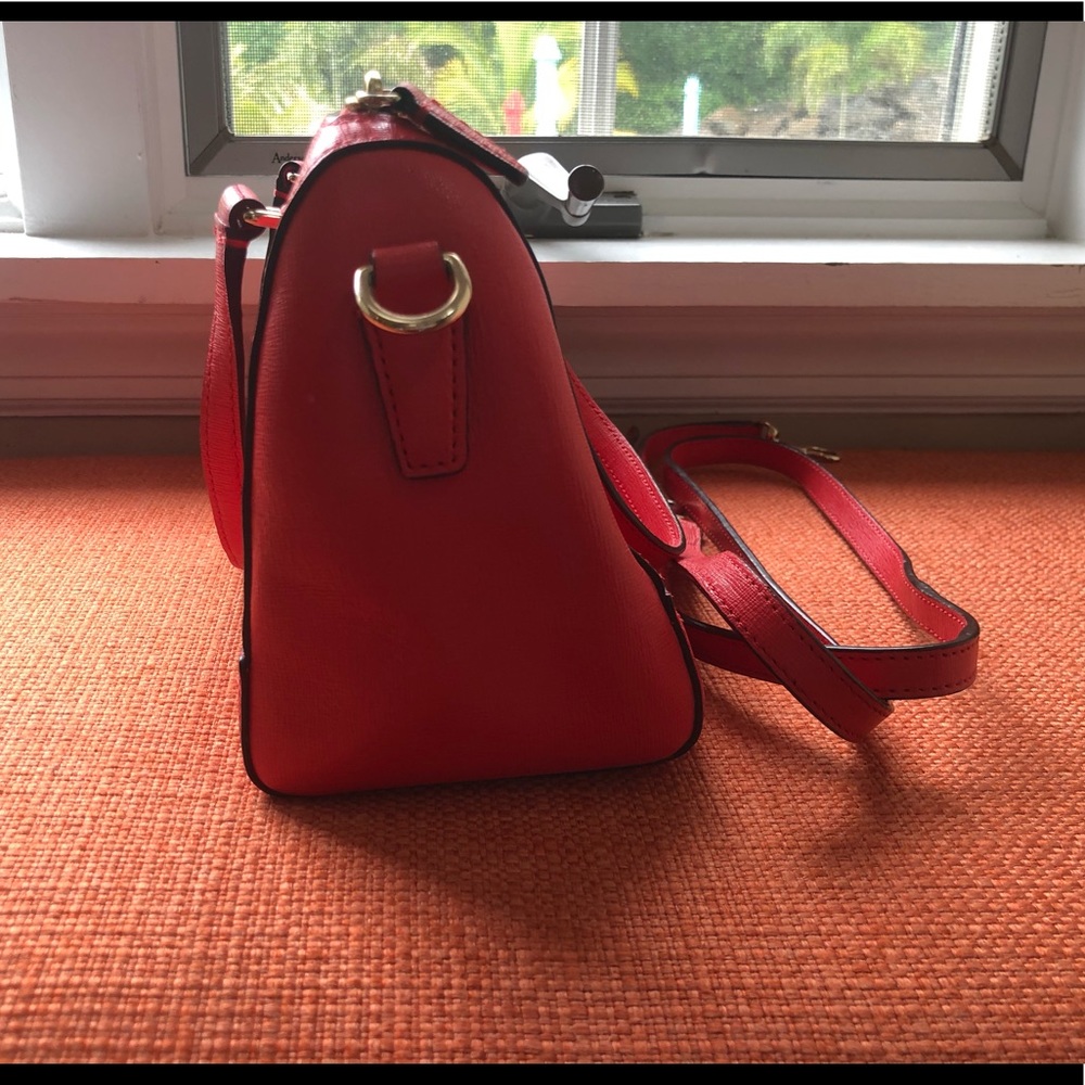 Coach Red Leather Crossbody Satchel - Picture 8 of 11